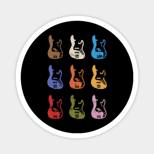 Bass Guitar Bodies Colorful Theme Magnet